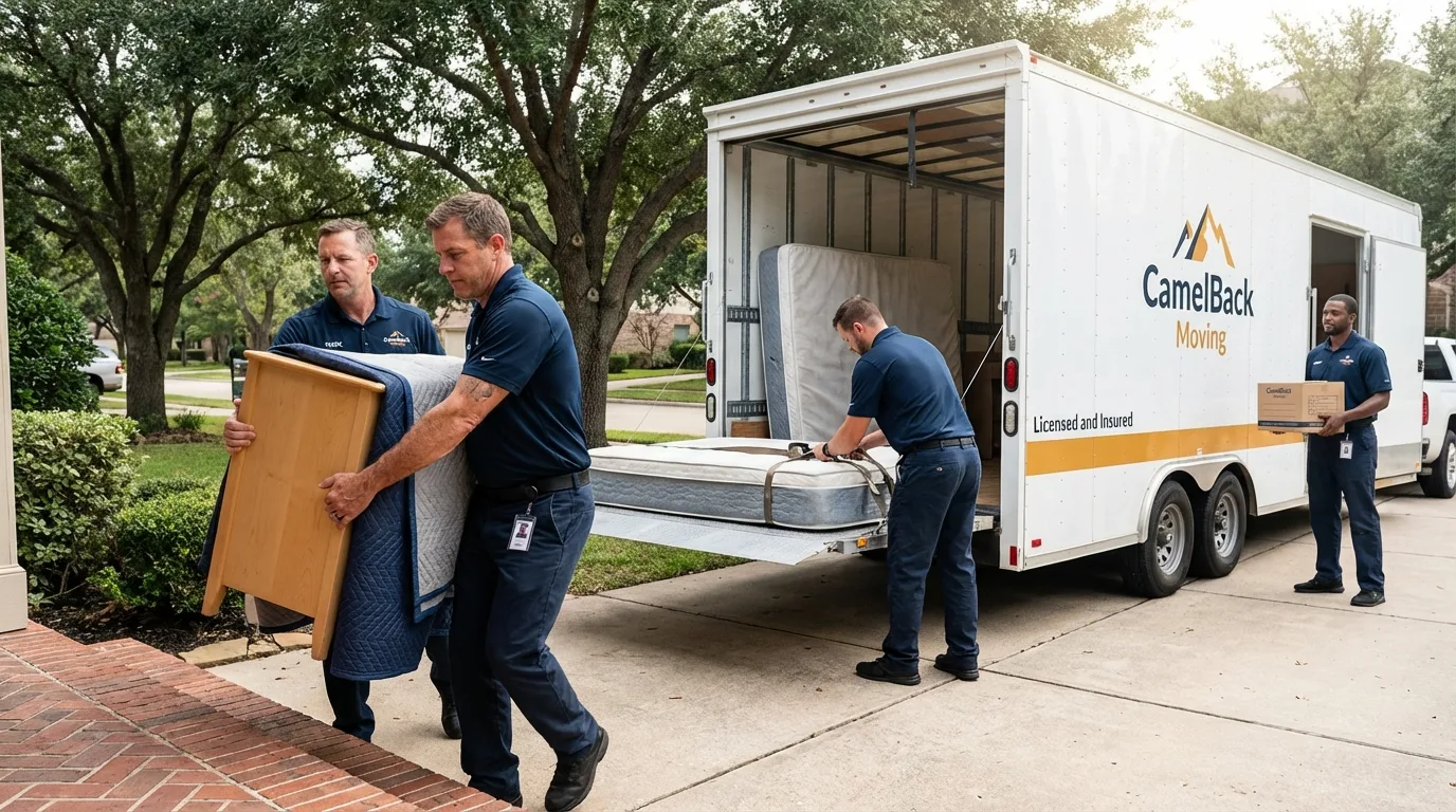 Crew loading residential truck for cross-state move from Millington, TN