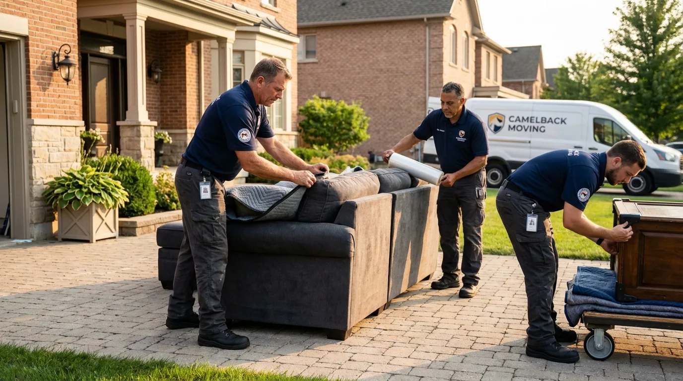Large estate moving crew wrapping furniture in Millington, TN